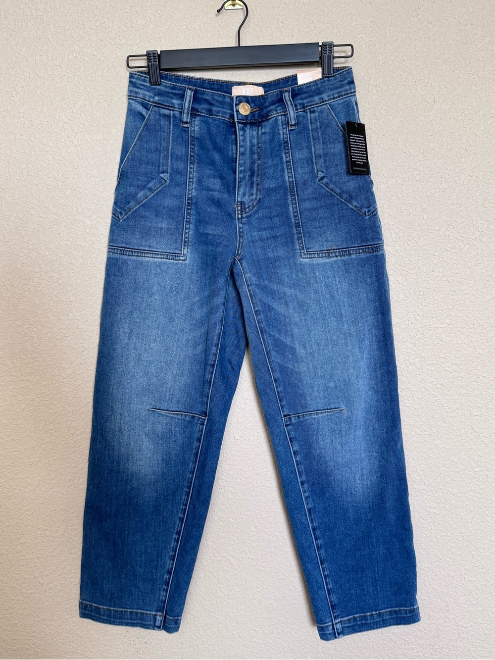 NWT KUT from the Kloth High Rise Ashton Barrel Jeans Patch Pocket Size 0P